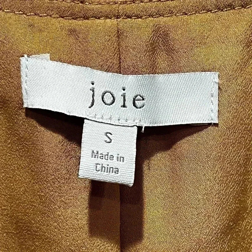 JOIE Puck Tie Waist Lined Keyhole Crepe Mini Dress in Oak Size S - Picture 10 of 12